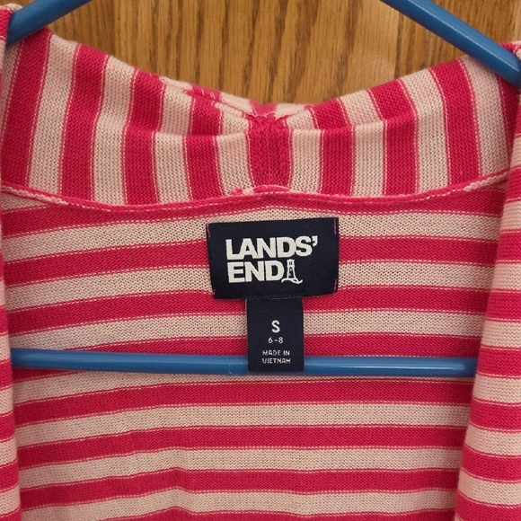 Lands' End Women's Colorful Striped Cardigan - Pink, Yellow, and Blue - Picture 3 of 15